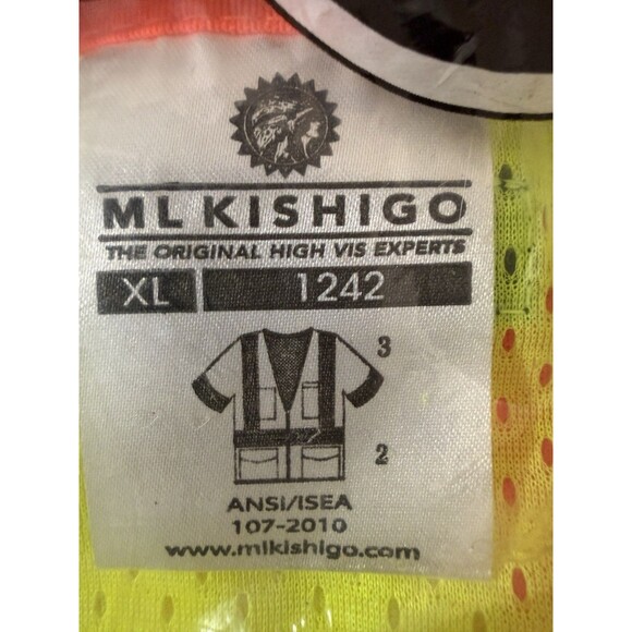High Visibility Vest ML Kishigo 1242 XL Yellow 6 Pocket Contrast Mesh High Bonus - Picture 7 of 7
